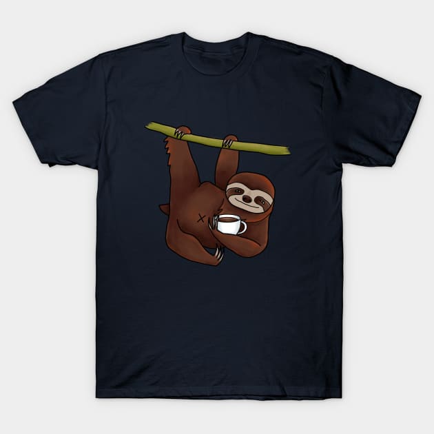 Sloth and Coffee T-Shirt by MoggyCatDesigns